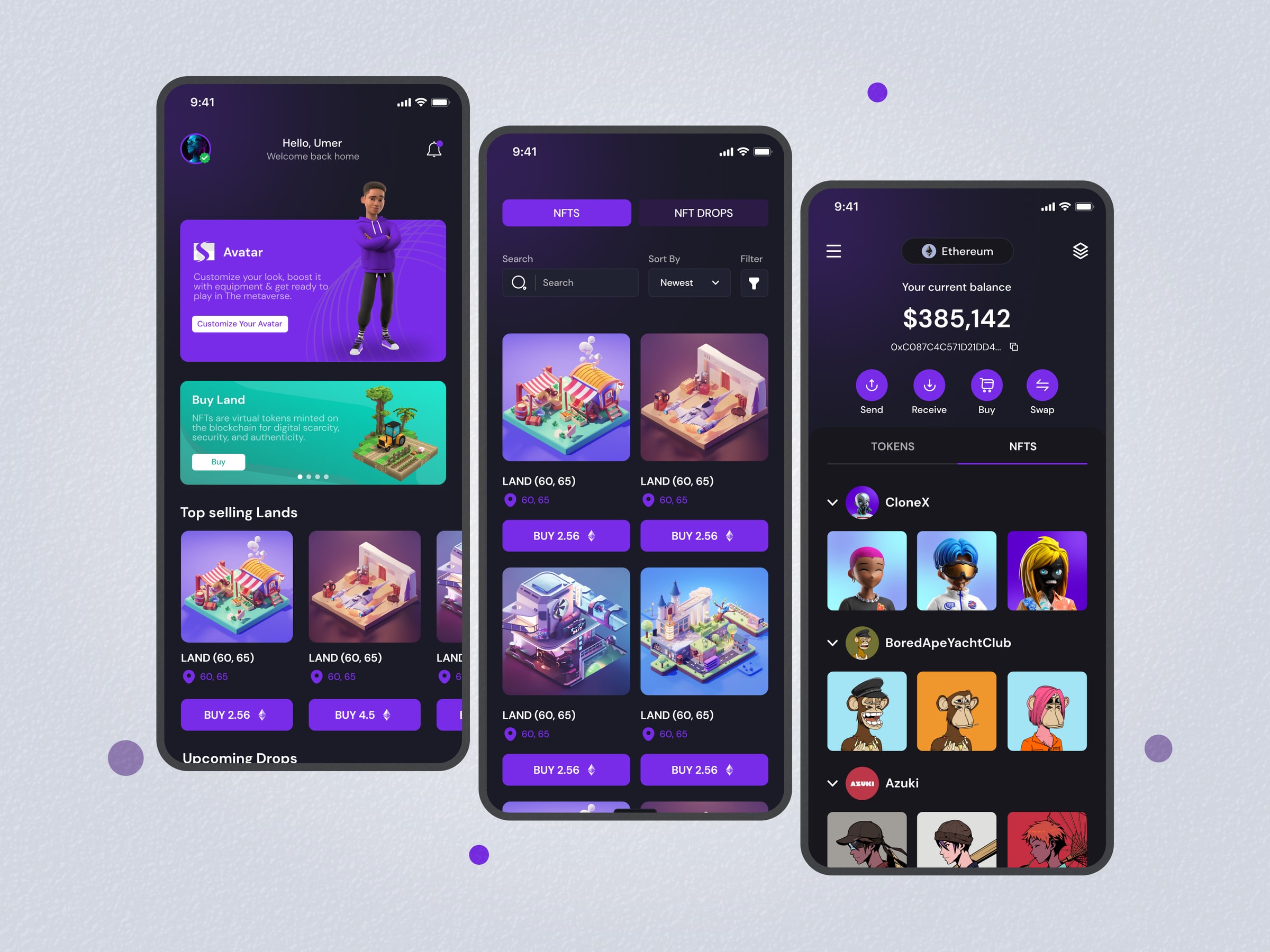nft crypto app screens 1